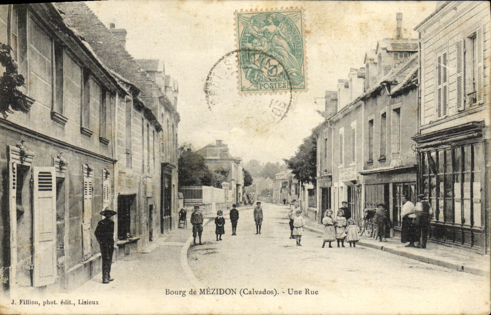 VINTAGE POSTCARD Borough of Mezidon a Street