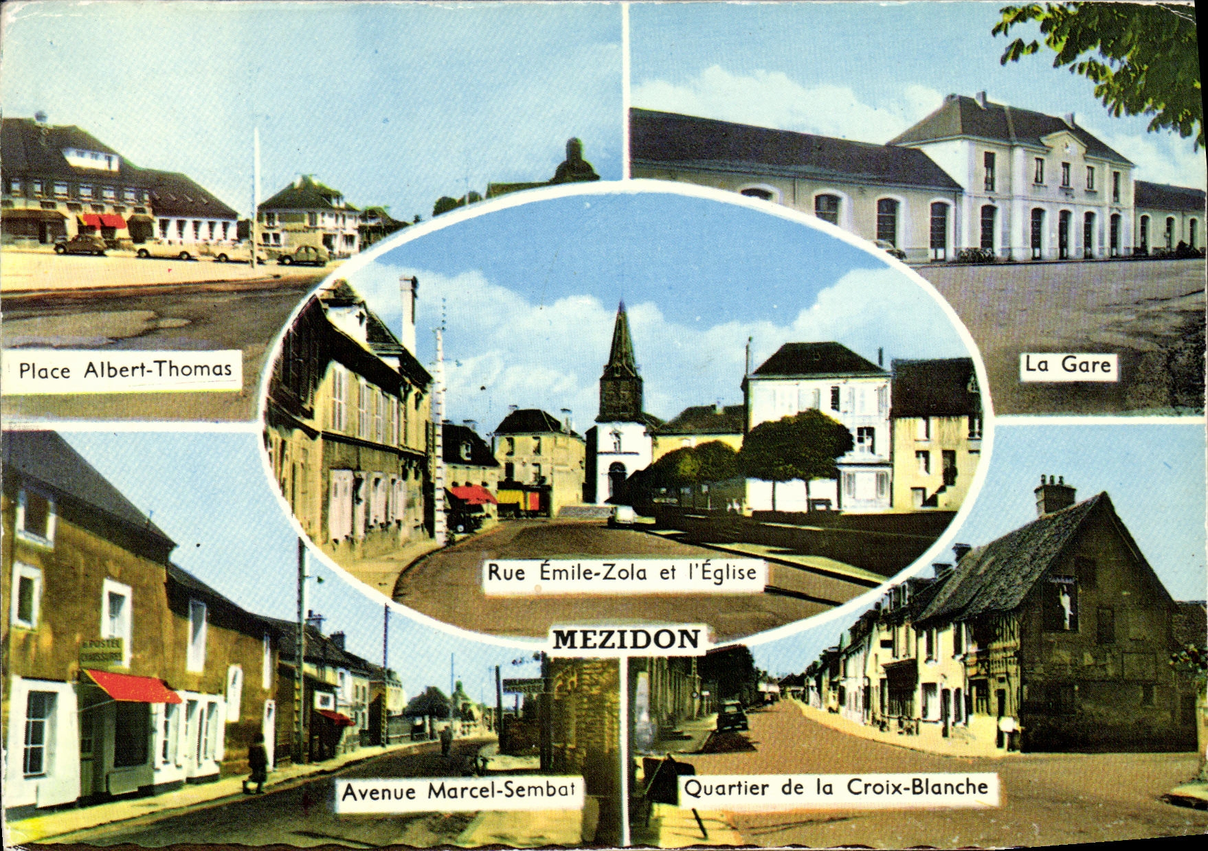 MODERN CARD Mezidon Places Train station Albert Thomas Which occurred Marcel Sembat Quartier of the white Cross