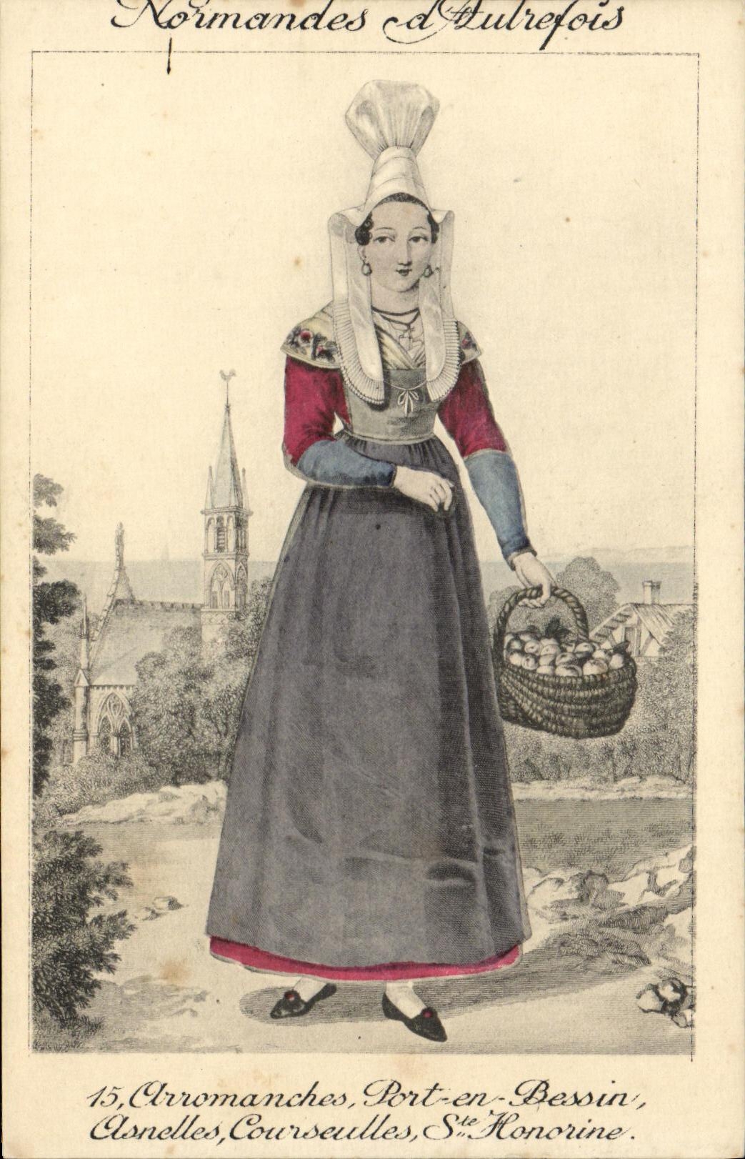 CPA Arromanches Port en Bessin Asnelles Courseulles Ste Honorine Coiffe Folklore 
