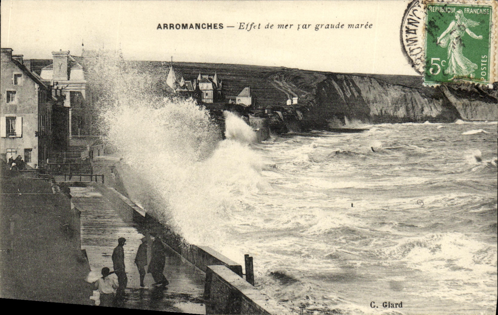 Efecto de Arromanches de la POSTAL de la VENDIMIA del mar por marea de resorte