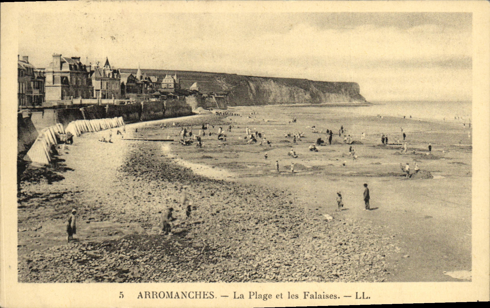 VINTAGE POSTCARD Arromanches the Beach and Cliffs