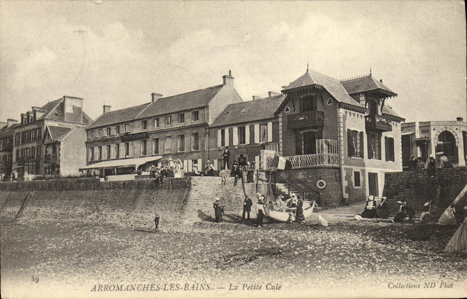 POSTAL Arromanches de la VENDIMIA les Bains el pequeno asimiento