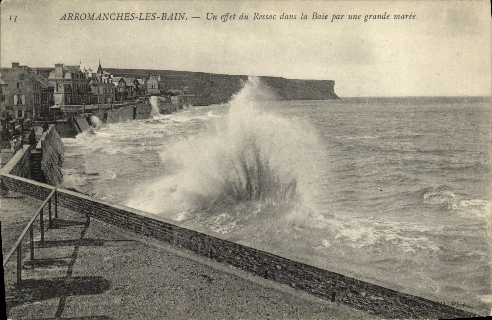 POSTAL Arromanches de la VENDIMIA un efecto del Undertow en bahia por una marea de resorte