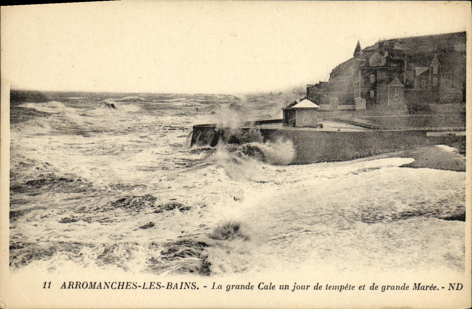 POSTAL Arromanches de la VENDIMIA el asimiento grande un dia de marea de la tormenta y de resorte