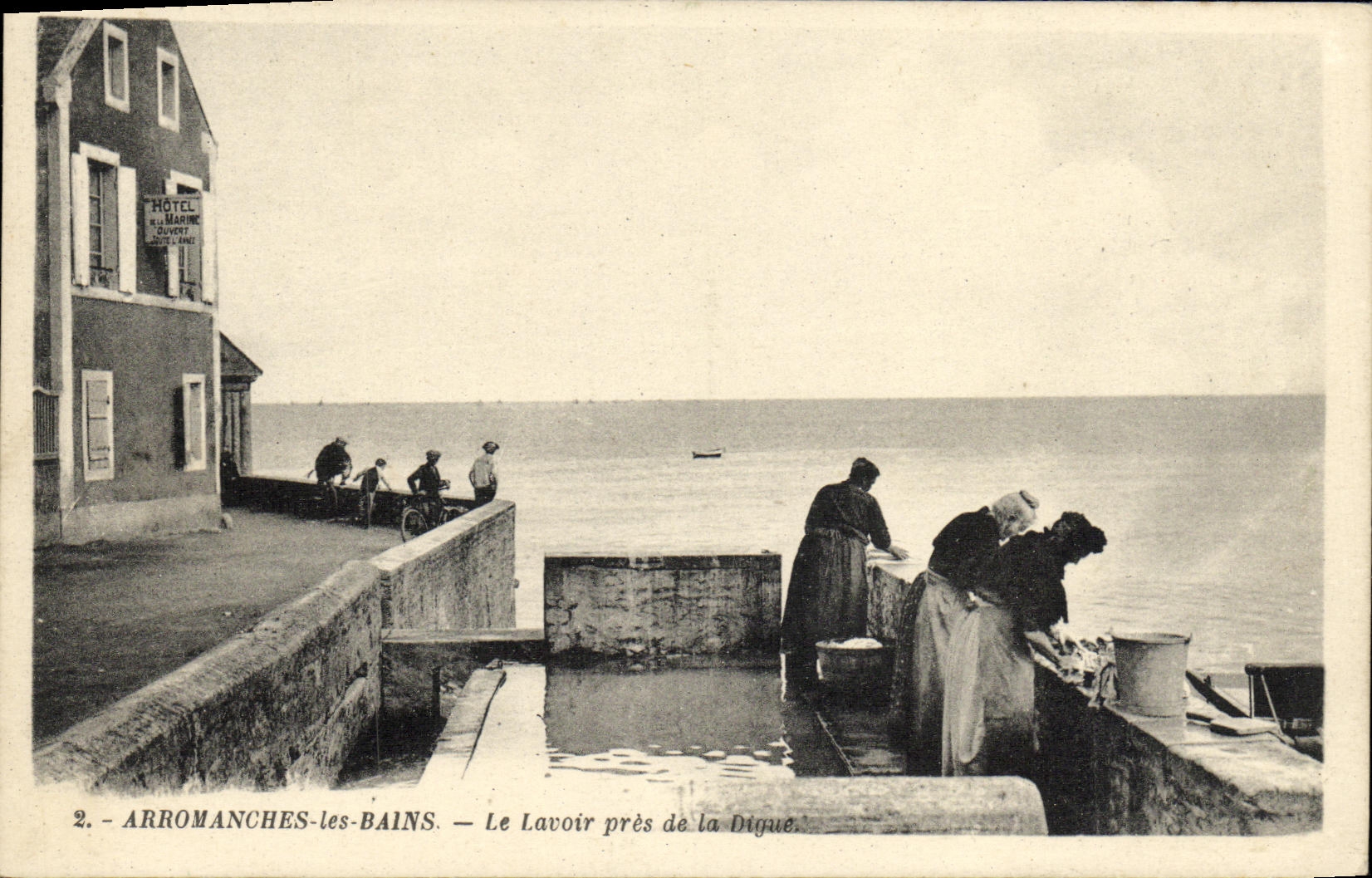 POSTAL Arromanches de la VENDIMIA la lavanderia automatica cerca de la presa