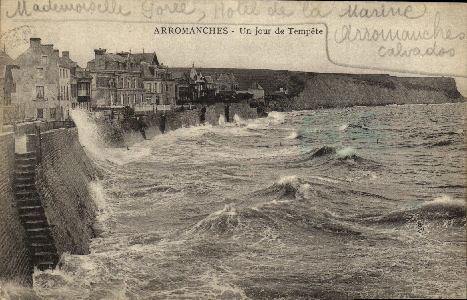 POSTAL Arromanches de la VENDIMIA al dia de tormenta