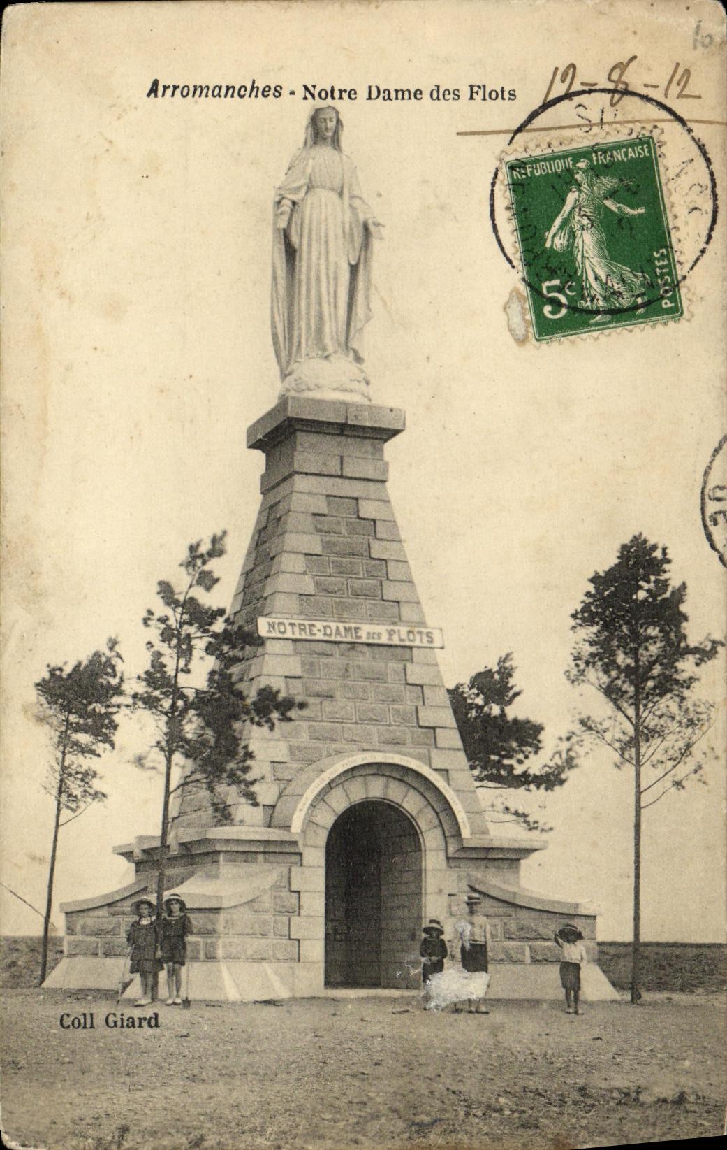 POSTAL Arromanches Notre Dame de la VENDIMIA de las inundaciones