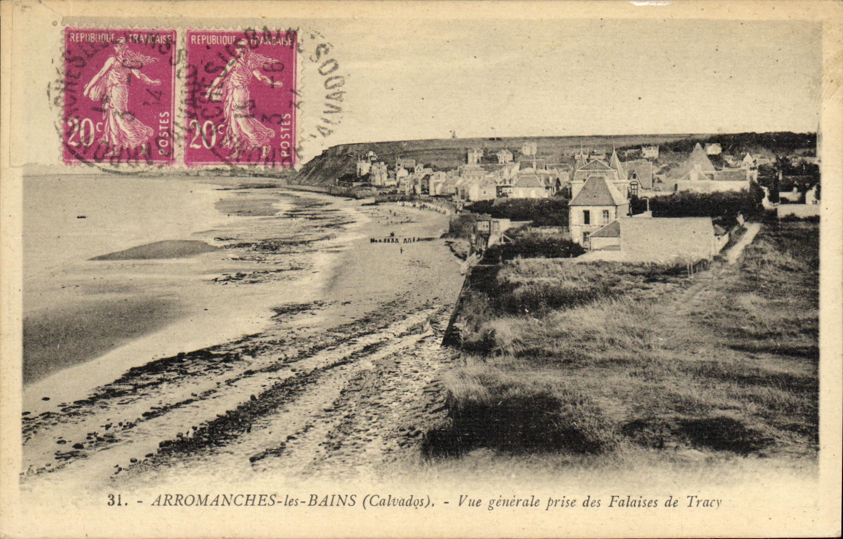 CPA Arromanches Les Bains Vue Generale Prise des Falaises de Tracy