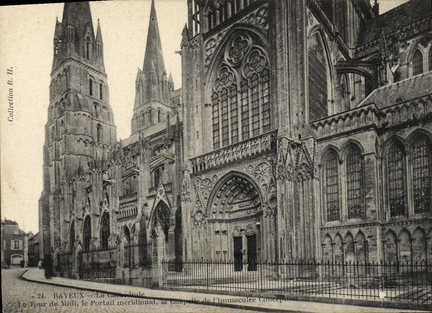 POSTAL Bayeux de la VENDIMIA el viaducto la catedral la torre del sur