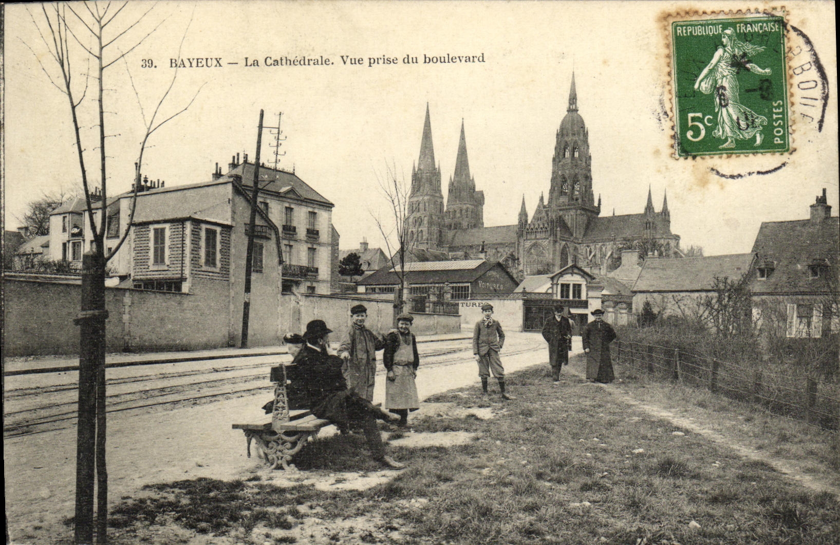 POSTAL Bayeux de la VENDIMIA la catedral vista del bulevar