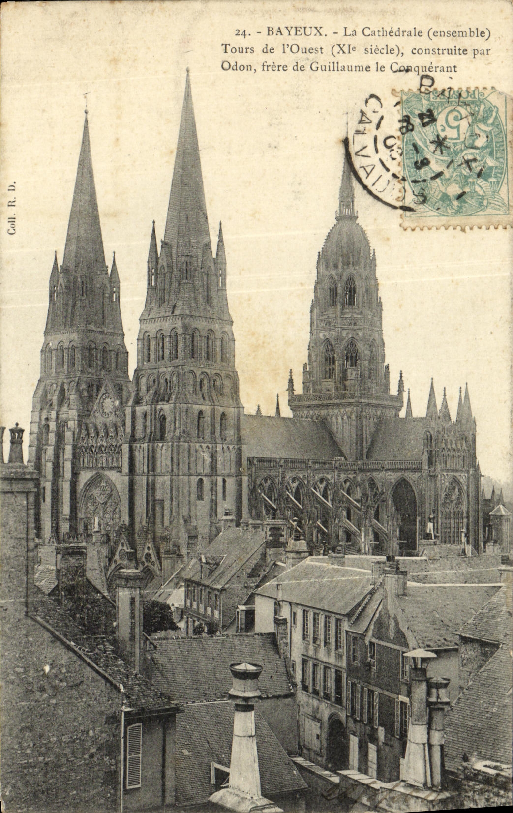 CPA Bayeux La Cathedrale Tours de L Ouest