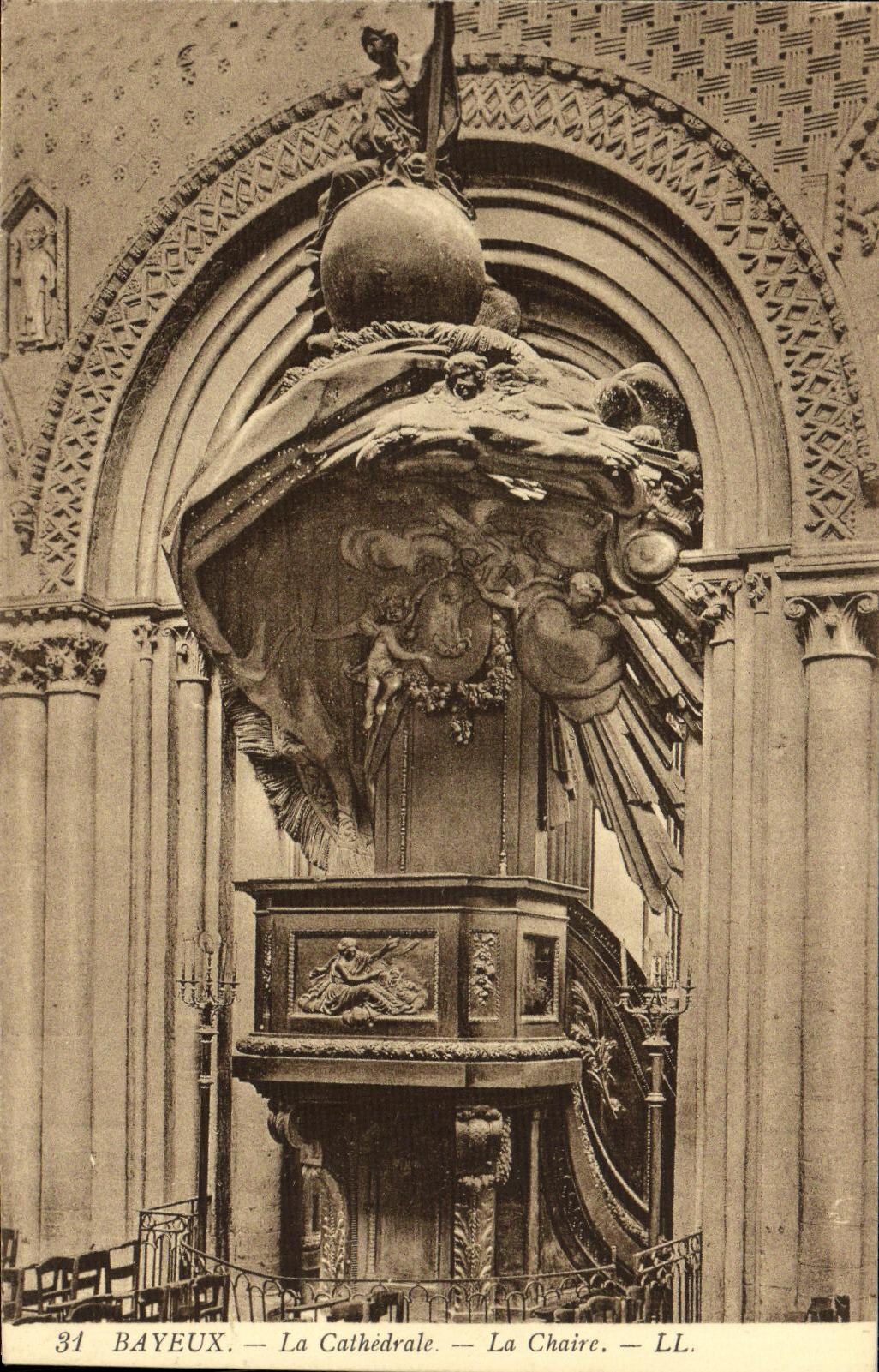 POSTAL Bayeux de la VENDIMIA la catedral el púlpito