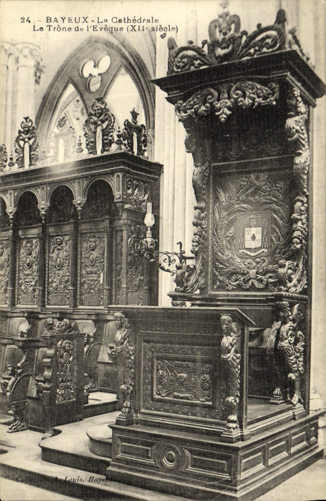 POSTAL Bayeux de la VENDIMIA la catedral el trono de L obispo