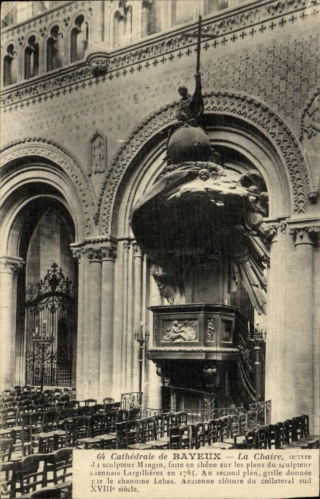 Catedral de Bayeux de la POSTAL de la VENDIMIA del púlpito