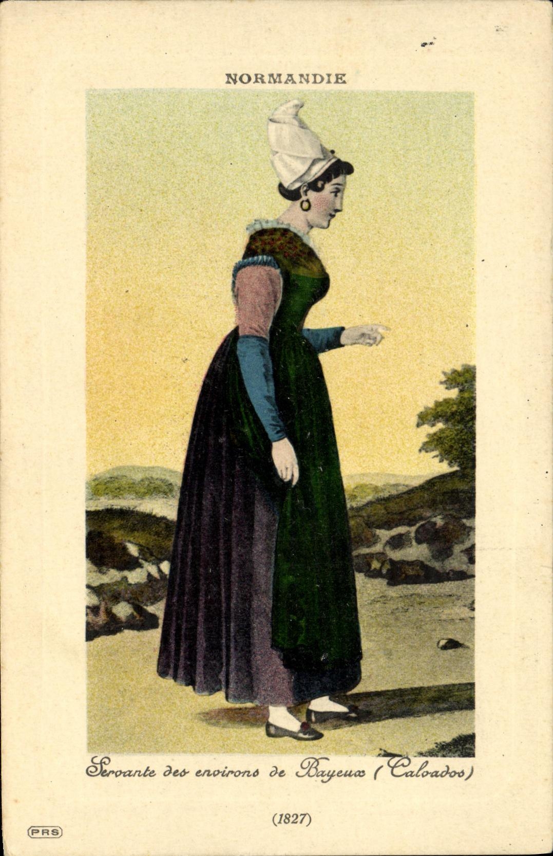 CPA Bayeux Jeune fille 1827 Folklore Costume Coiffe