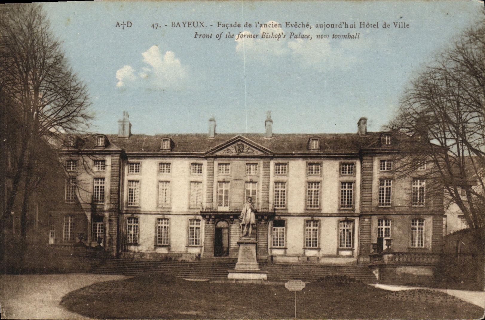 Ataque frontal de Bayeux de la POSTAL de la VENDIMIA de L de Eveche del aujourd ayuntamiento viejo hoy