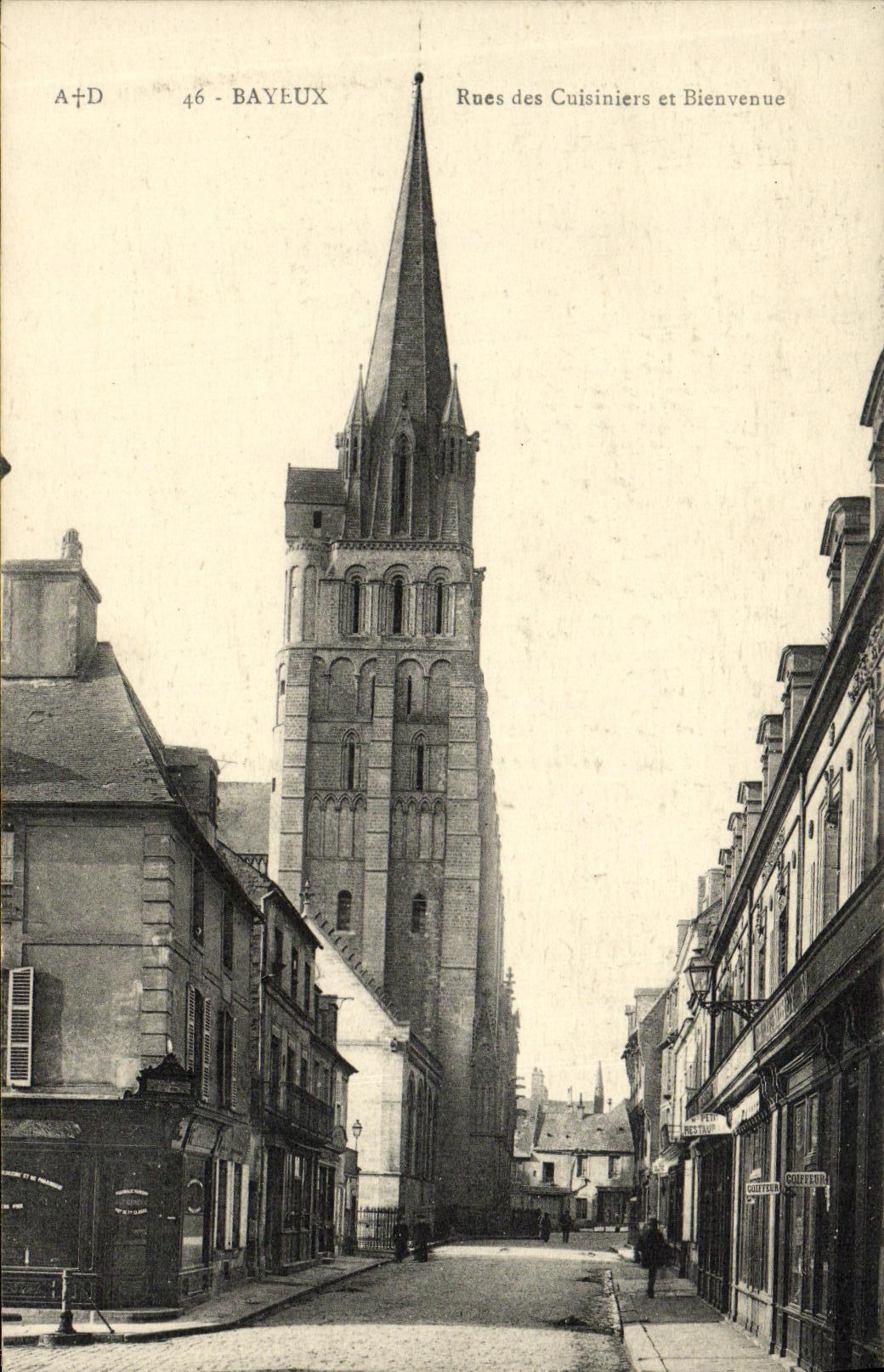 Calle de Bayeux de la POSTAL de la VENDIMIA de la cocina y de la recepcion