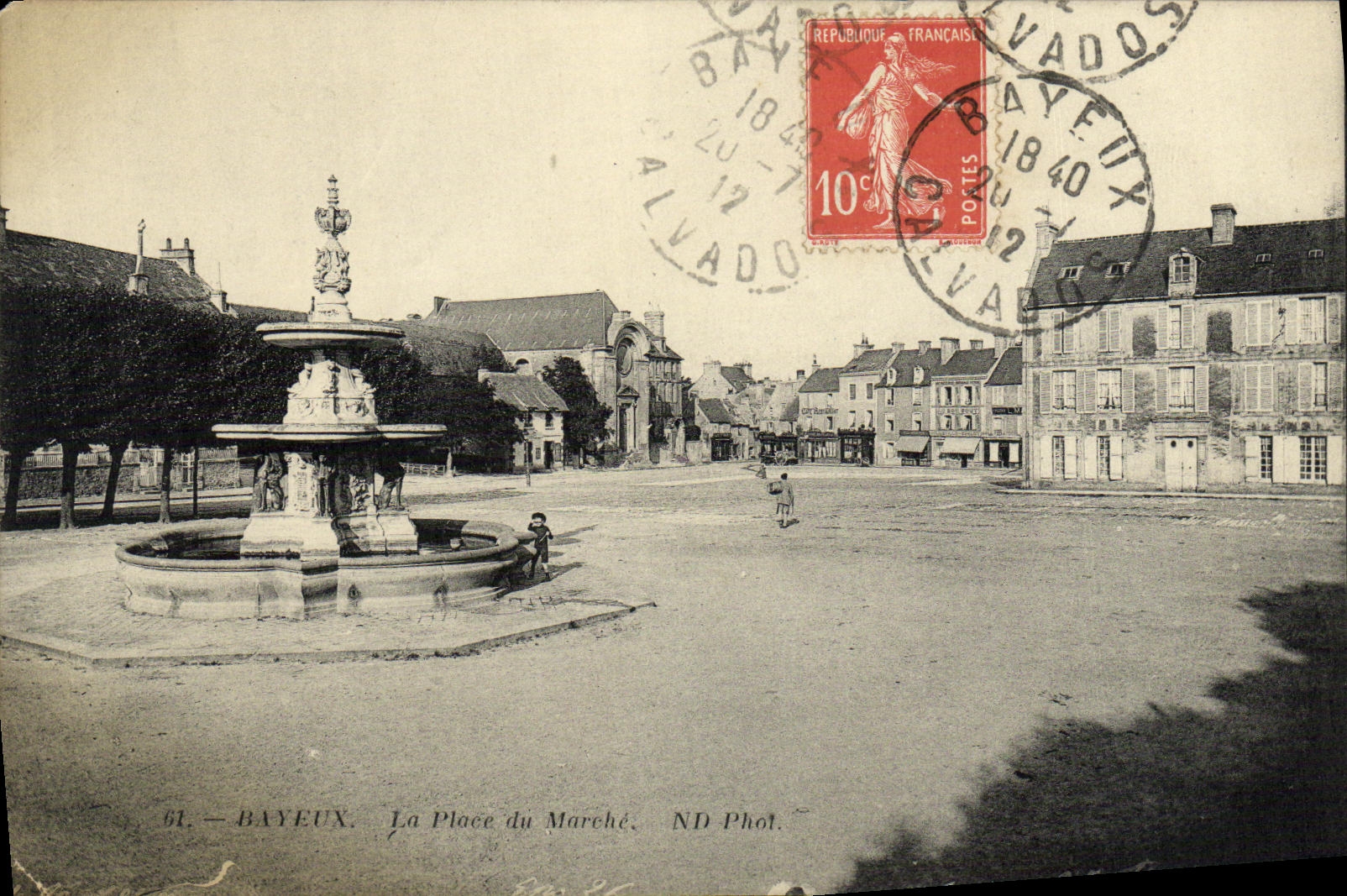 POSTAL Bayeux de la VENDIMIA el lugar del mercado