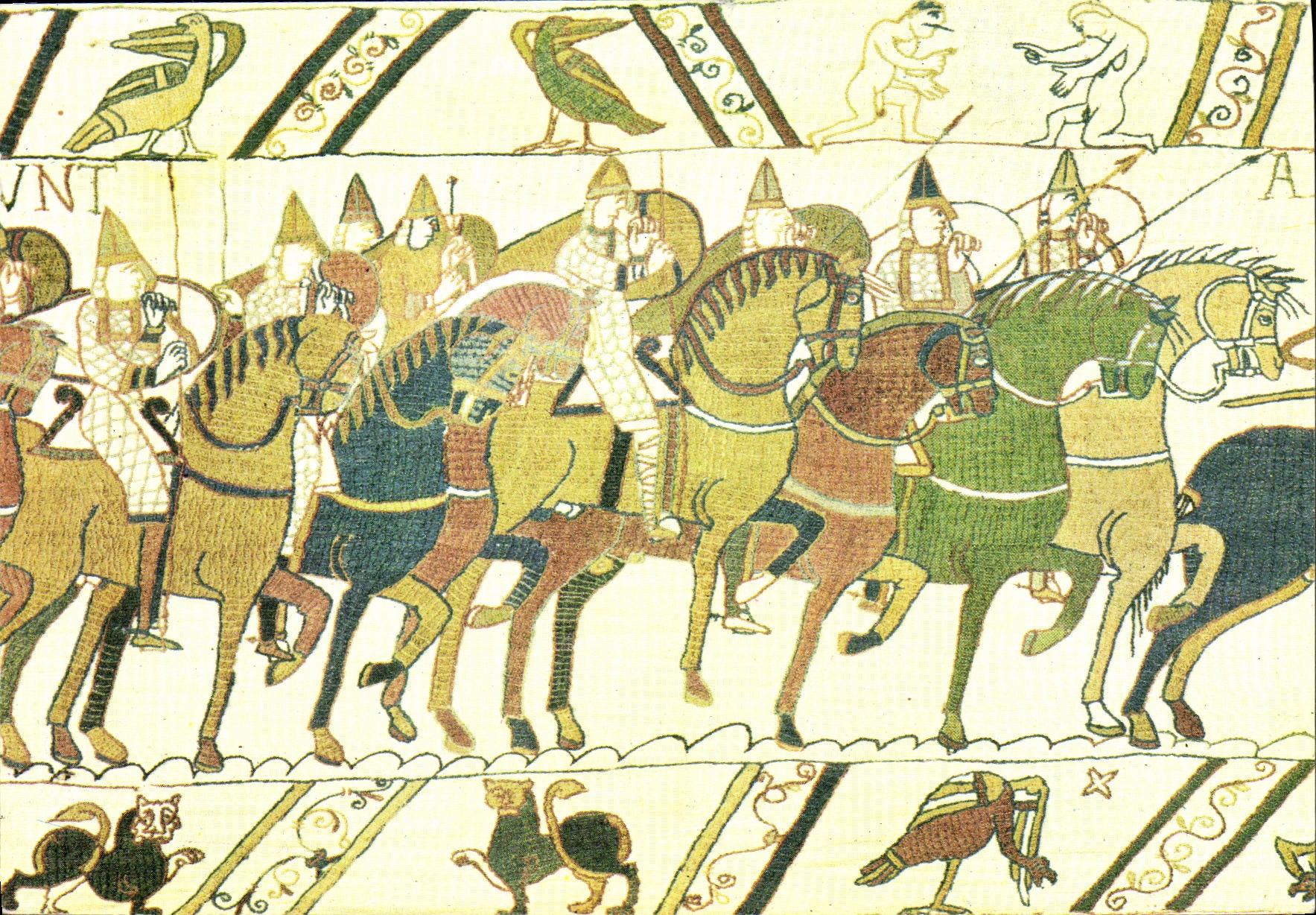 POSTAL MODERNA Bayeux Tapisserie de la reina de Matilde que la caballeria S normando sacude