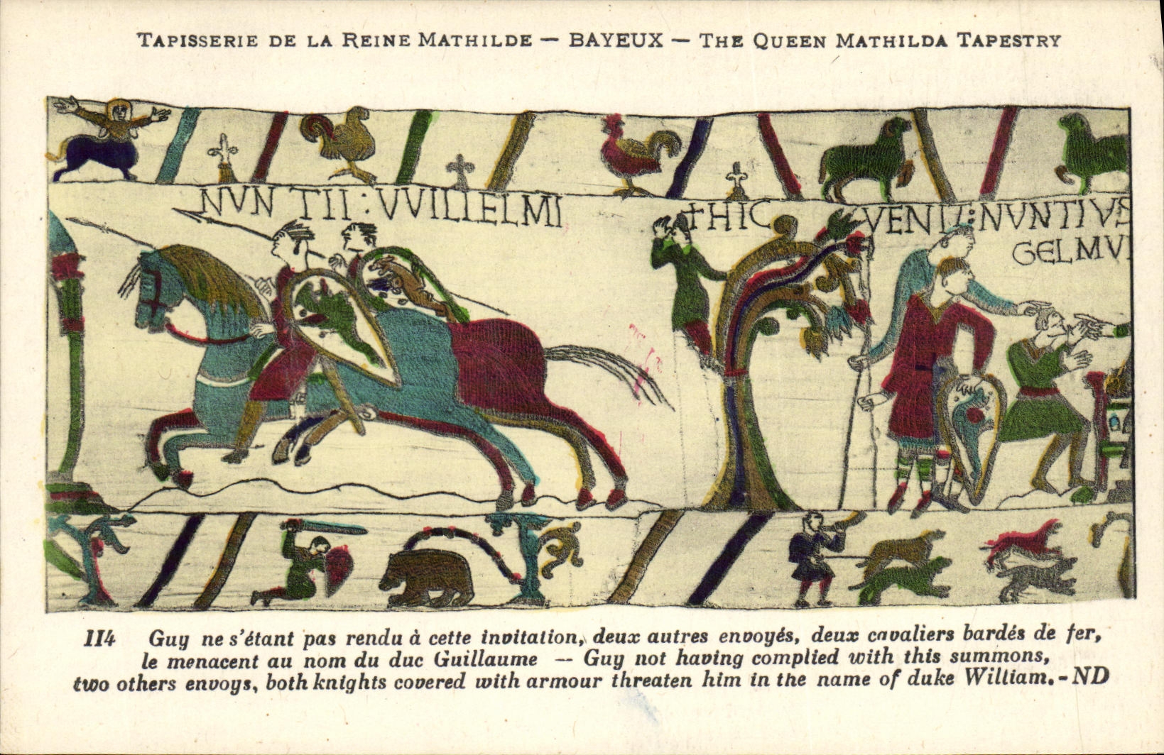 La POSTAL Bayeux Tapisserie de la VENDIMIA del individuo S de la reina Matilde que no es vuelto tiene esta invitacion