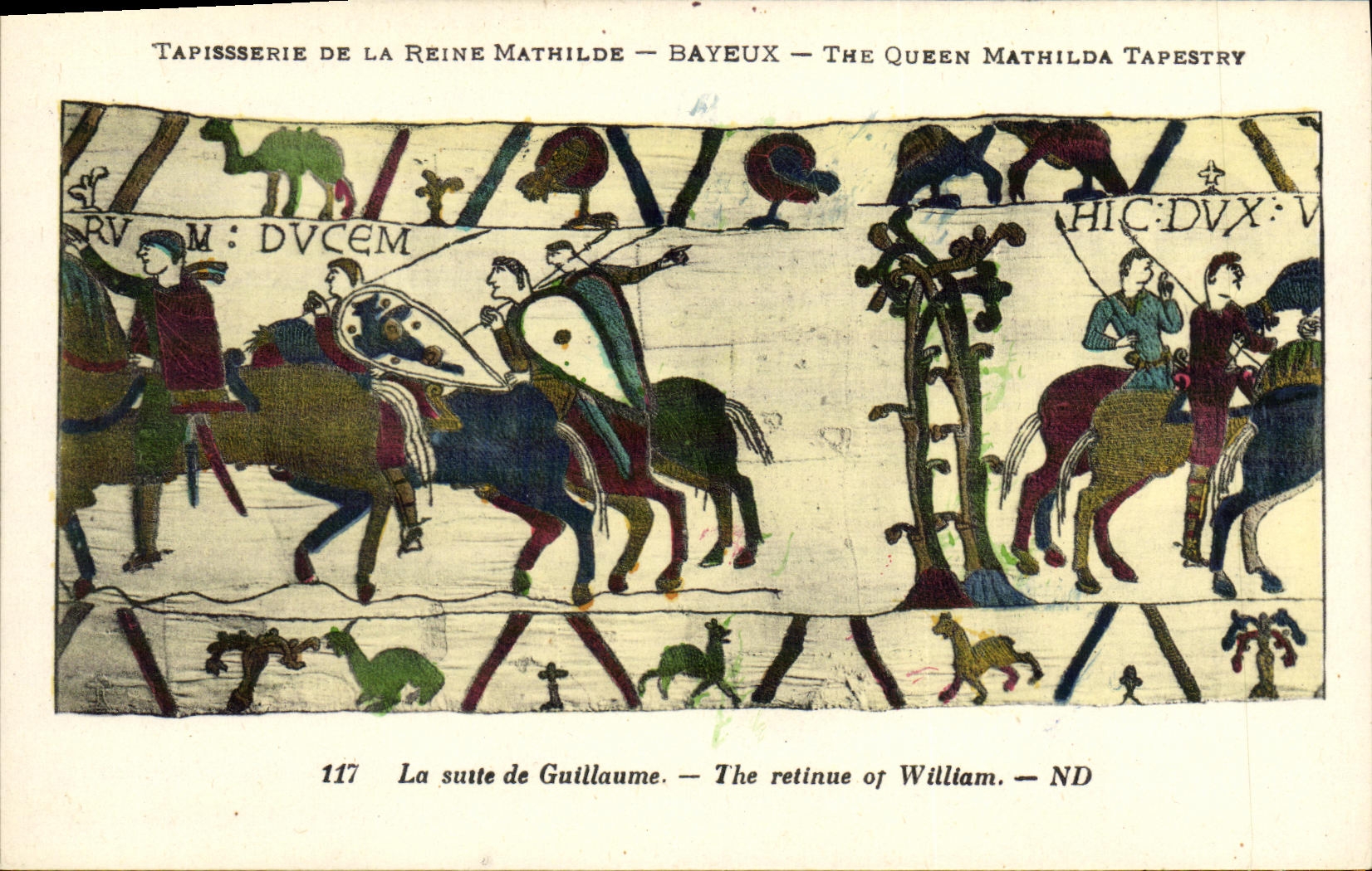 Tapiceria de Bayeux de la POSTAL de la VENDIMIA de la reina de Matilde la continuacion de Guillermo