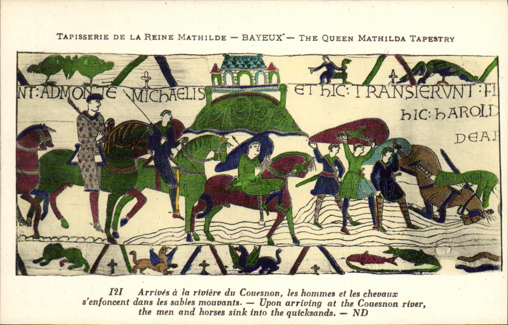 CPA Bayeux Tapisserie De La Reine Mathilde Arrives a la riviere de Couesnon
