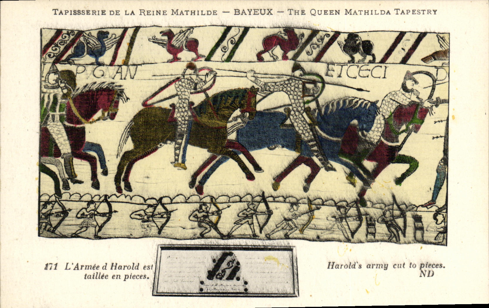 CPA Bayeux Tapisserie De La Reine Mathilde L armee d Harold est taillee en pieces
