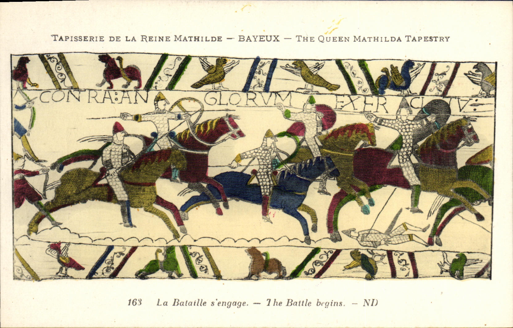 POSTAL Bayeux Tapisserie de la VENDIMIA de la reina de Matilde que la batalla S contrata