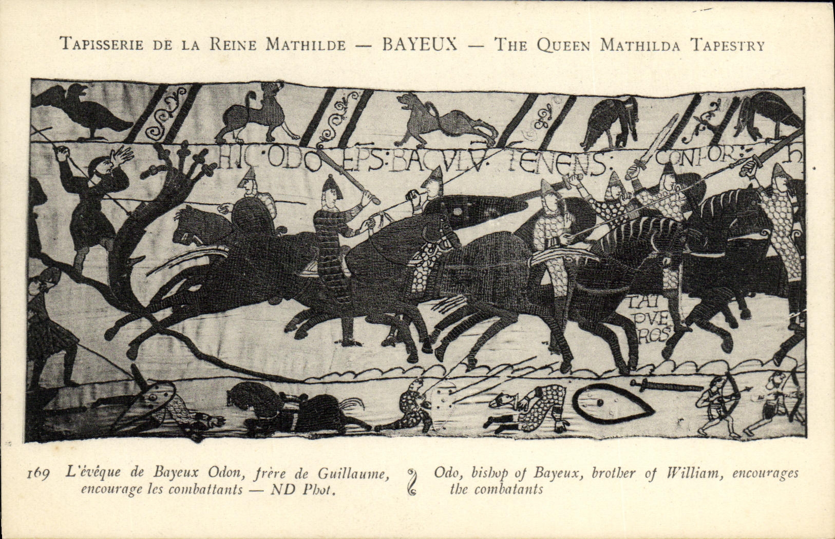 Tapiceria de Bayeux de la POSTAL de la VENDIMIA de la reina Matilde L obispo del hermano de Bayeux Odon de Guillermo