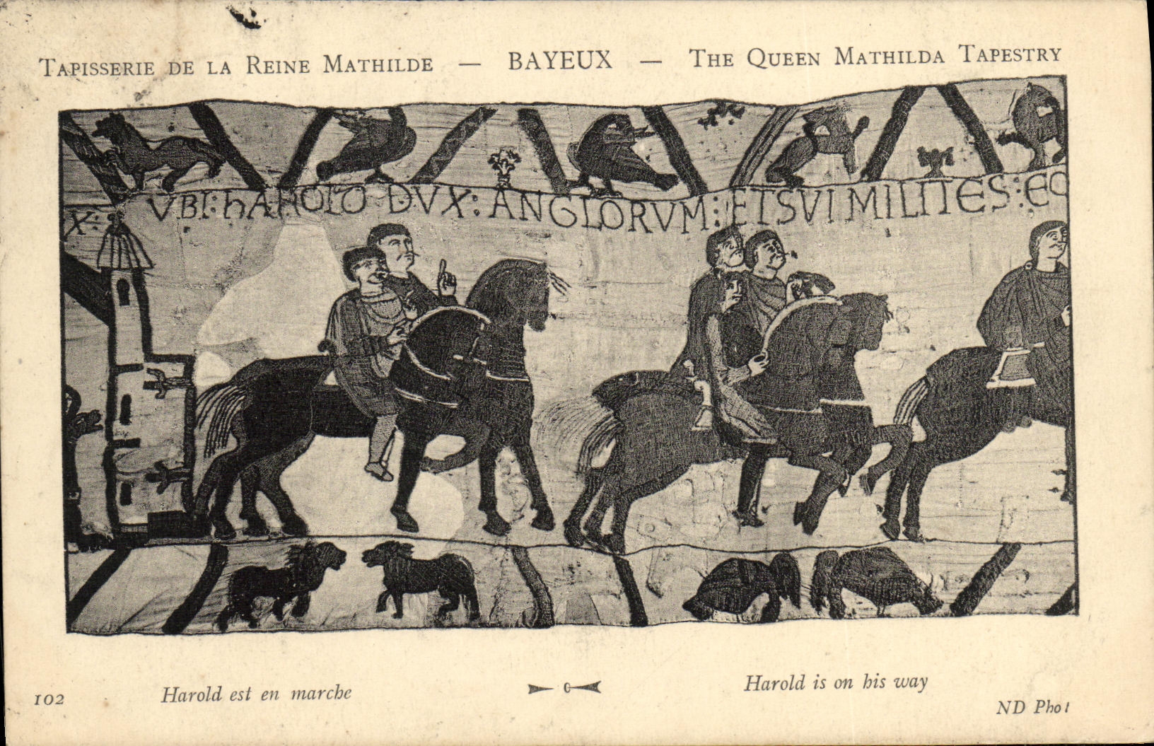CPA Bayeux Tapisserie De La Reine Mathilde Harold est en marche