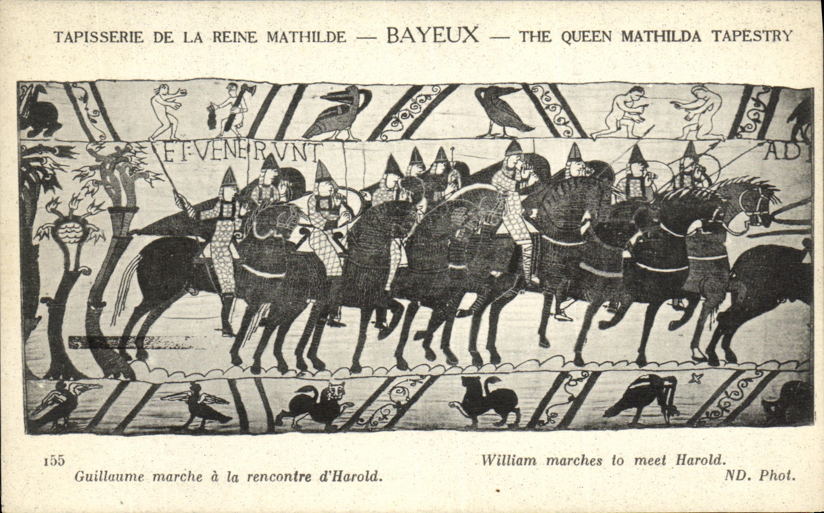 CPA Bayeux Tapisserie De la Reine Mathilde Guillaume marche a la rencontre d Harold