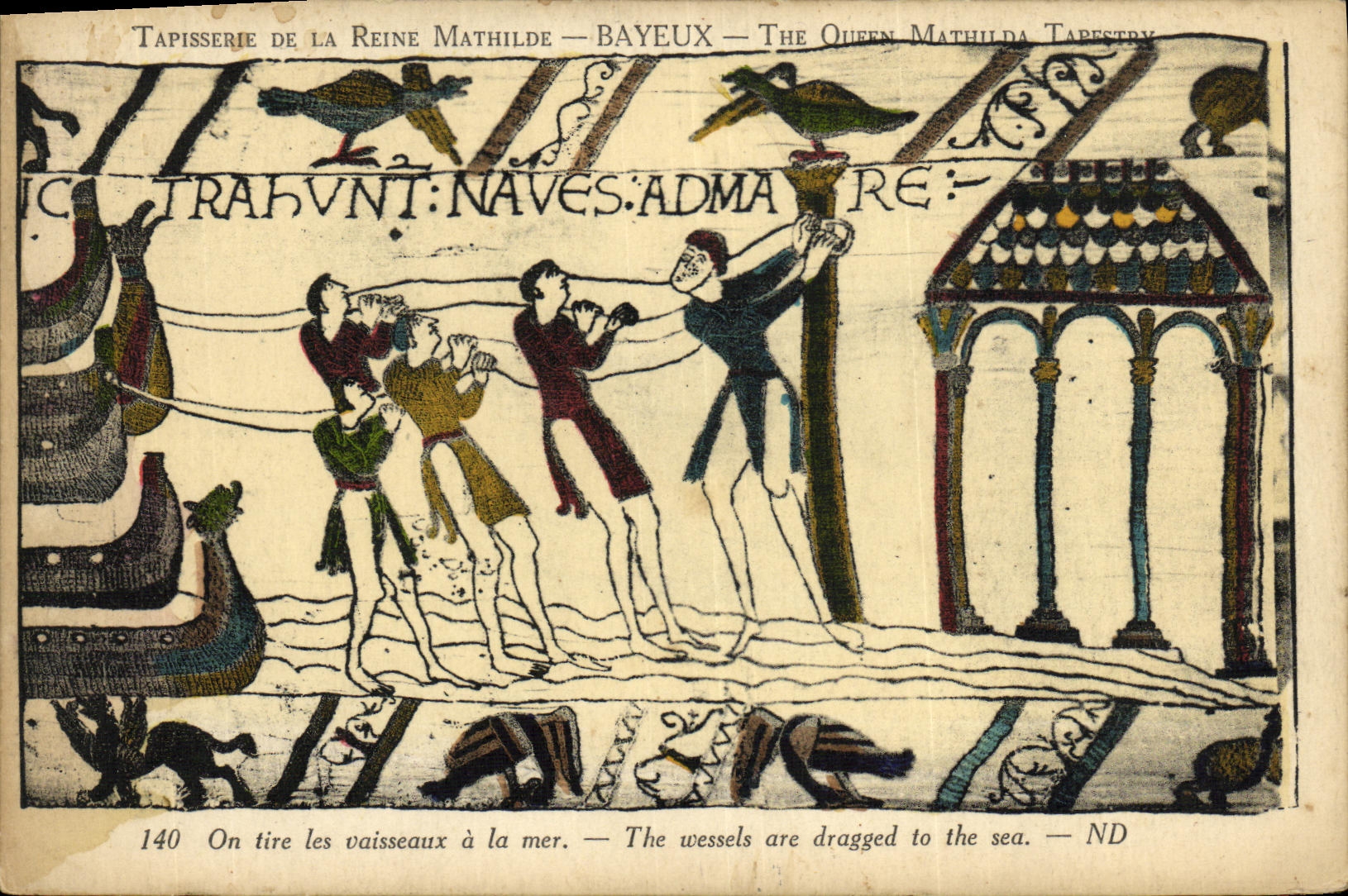 CPA Bayeux Tapisserie De la Reine Mathilde On tire les vaisseaux a la mer