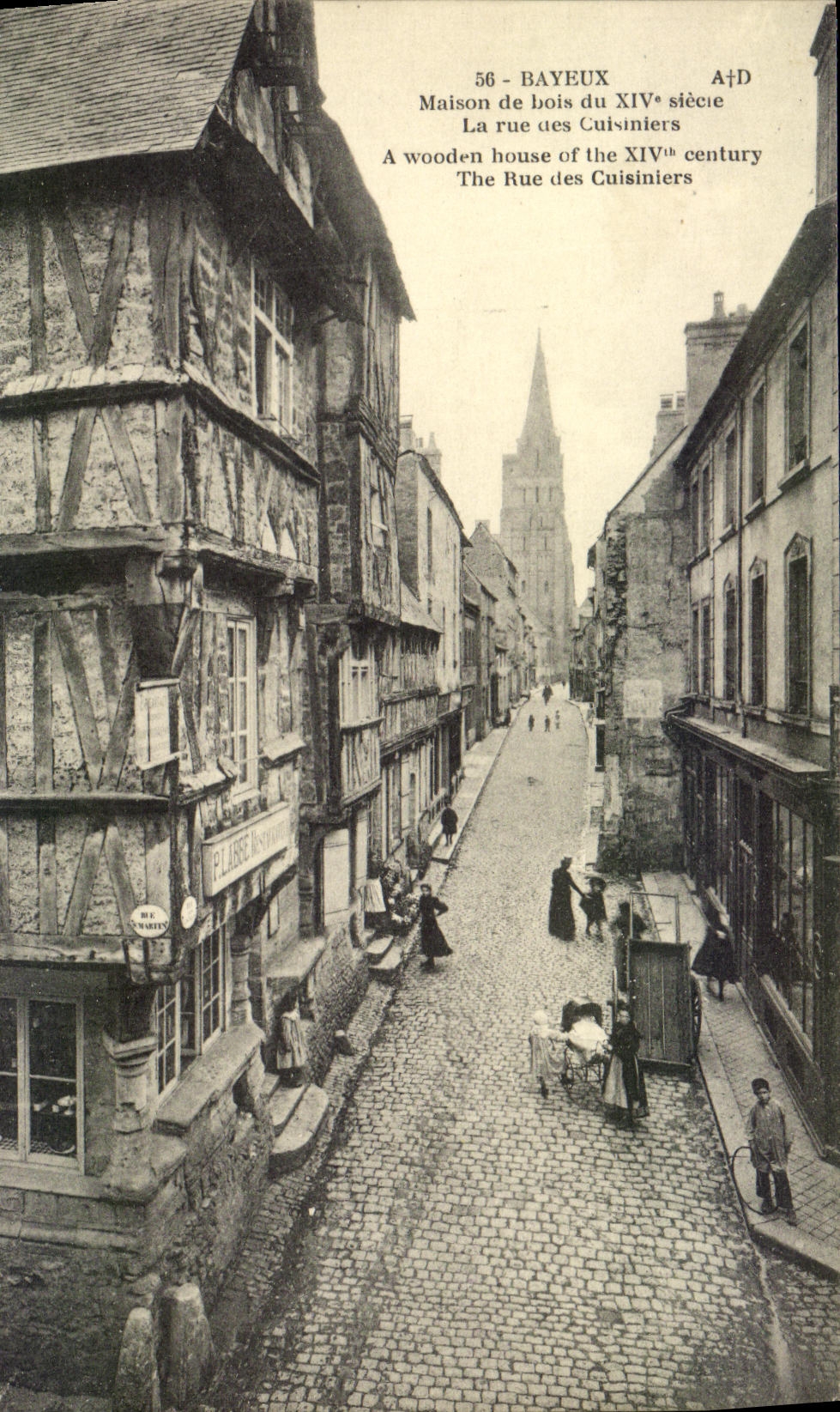 Casa de Bayeux de la POSTAL de la VENDIMIA de la madera la calle de los cocineros