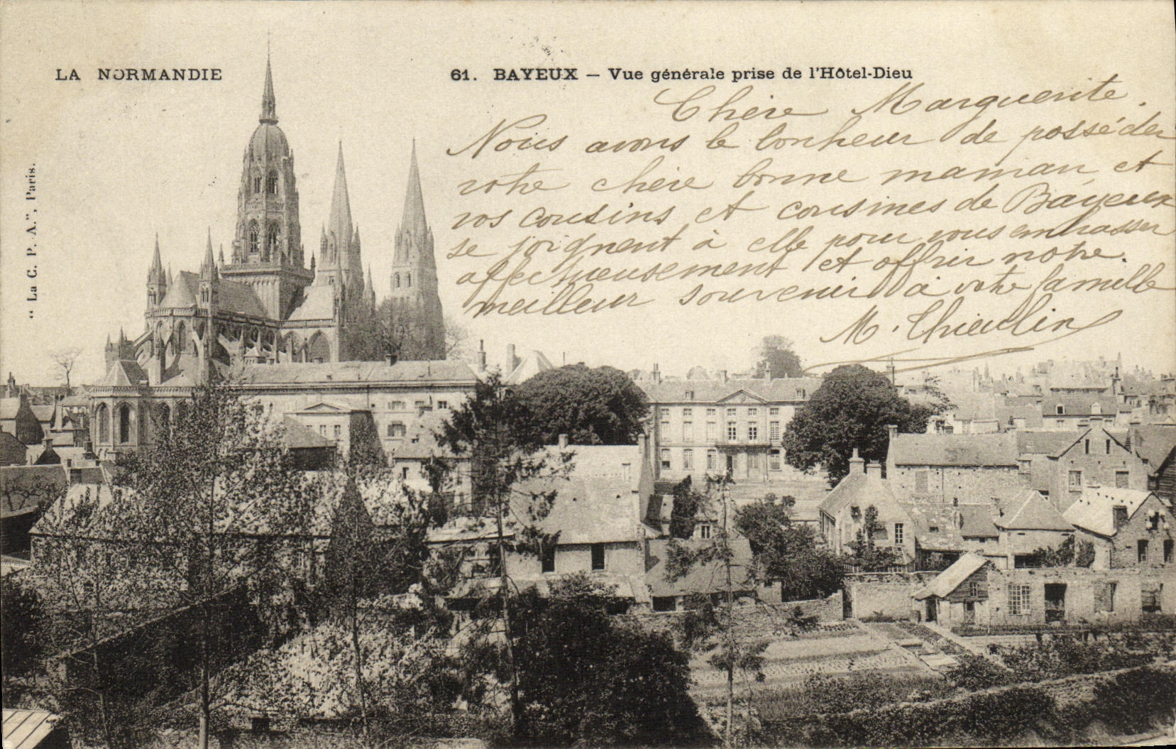 CPA Bayeux Vue Generale Prise de L Hotel Dieu