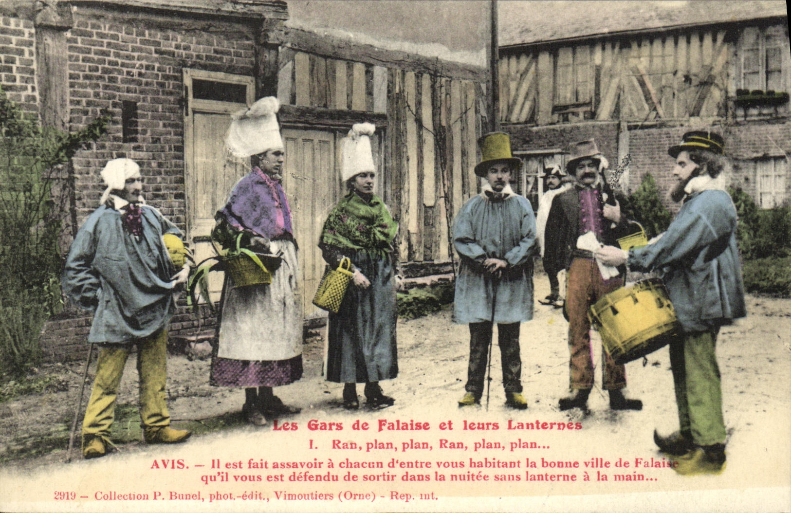 VINTAGE POSTCARD the Cliff Guy and their Lanterns Folklore Costume