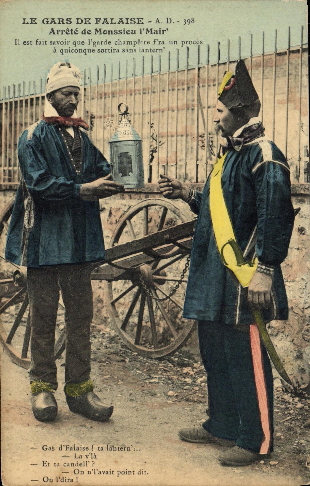 CPA Le Gars de Falaise Arrete de Monssieu l Mair Folklore Costume