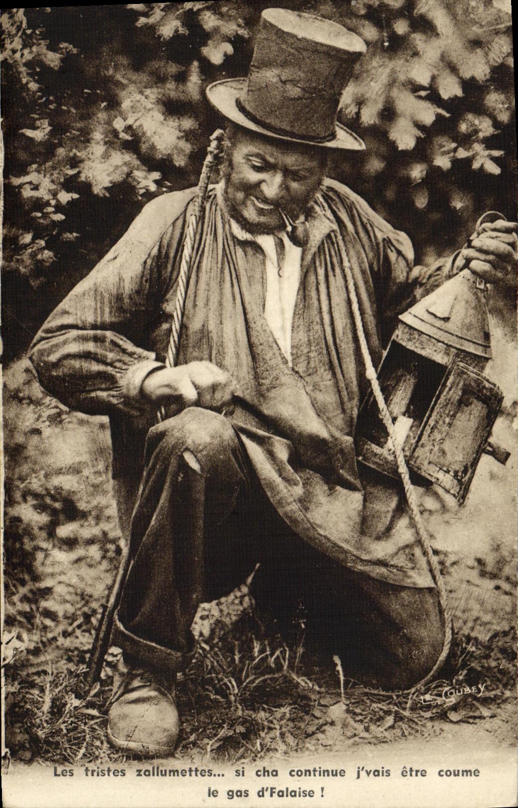 CPA Les tristes zallumettes si cha continue j vais etre coume le gas d Falaise Folklore Costume