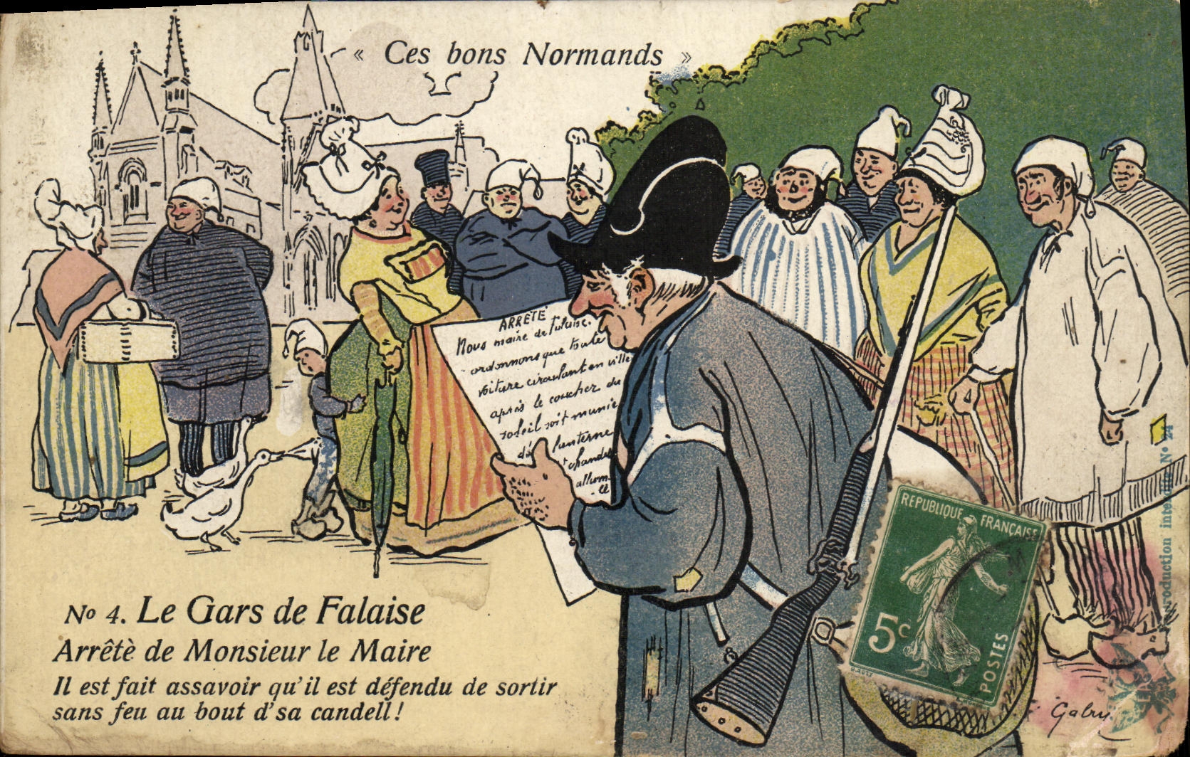 POSTAL de la VENDIMIA el individuo del acantilado parado de senor que prefecto el cazador de Normands de estas mercancias expulsa