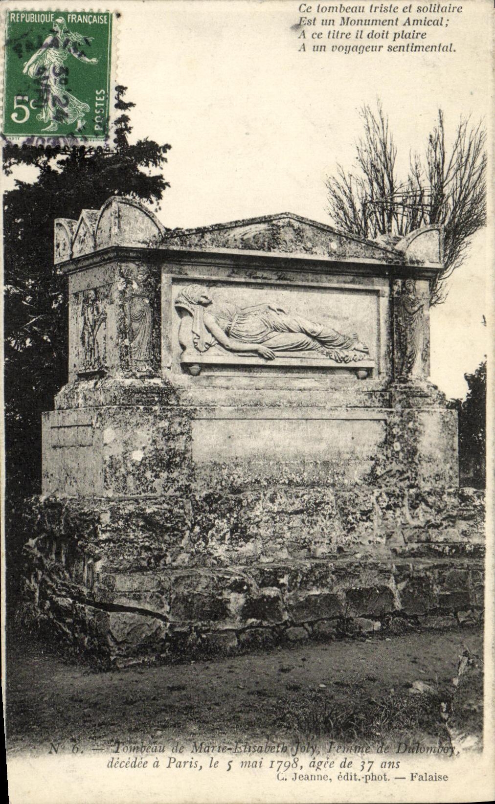 VINTAGE POSTCARD Tomb of Marie Elisabeth Jolly Woman of Dulomboy Cliff