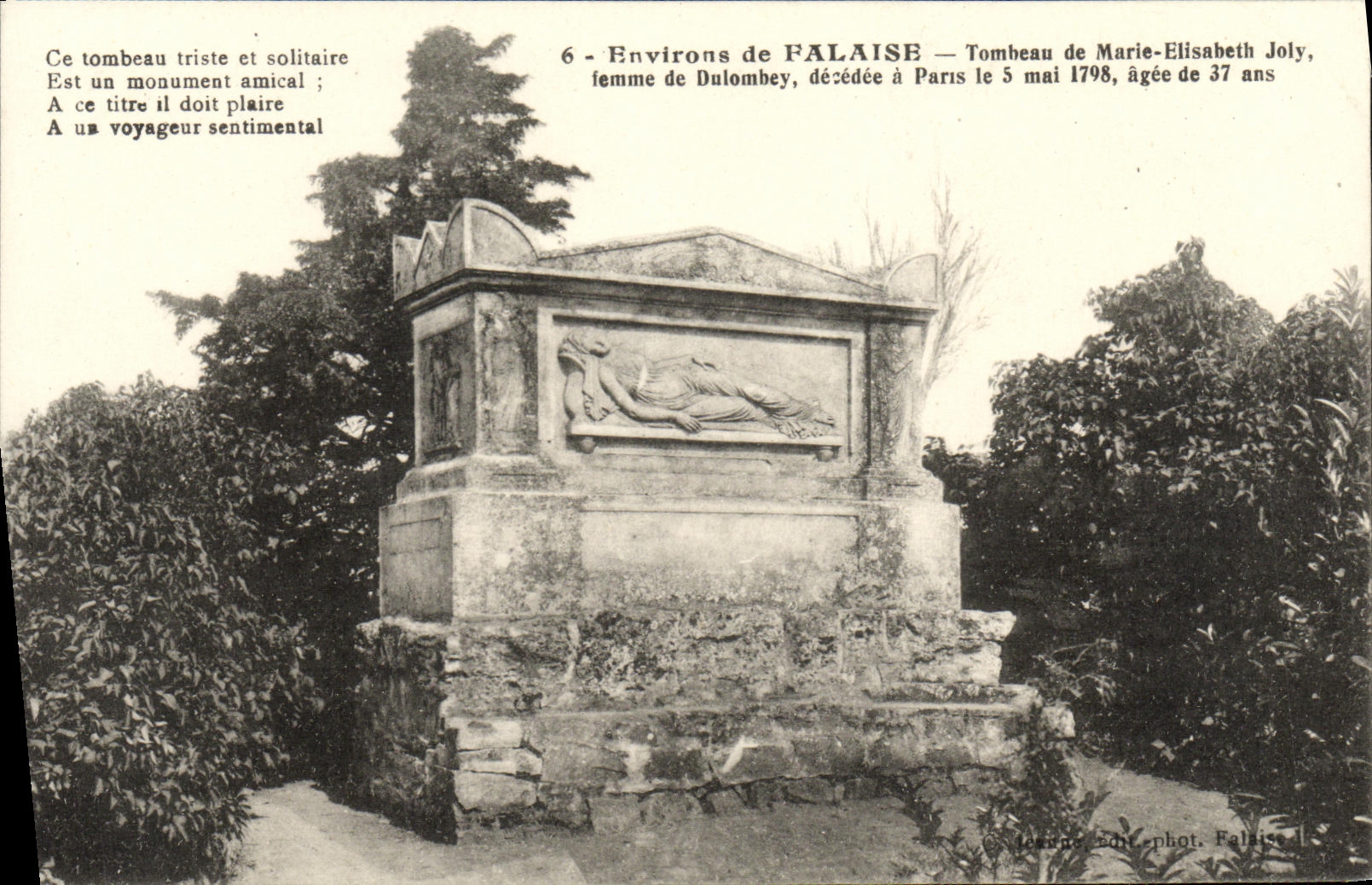 VINTAGE POSTCARD Cliff Tomb Surroundings of Marie Elisabeth Jolly femmed E Dulombey