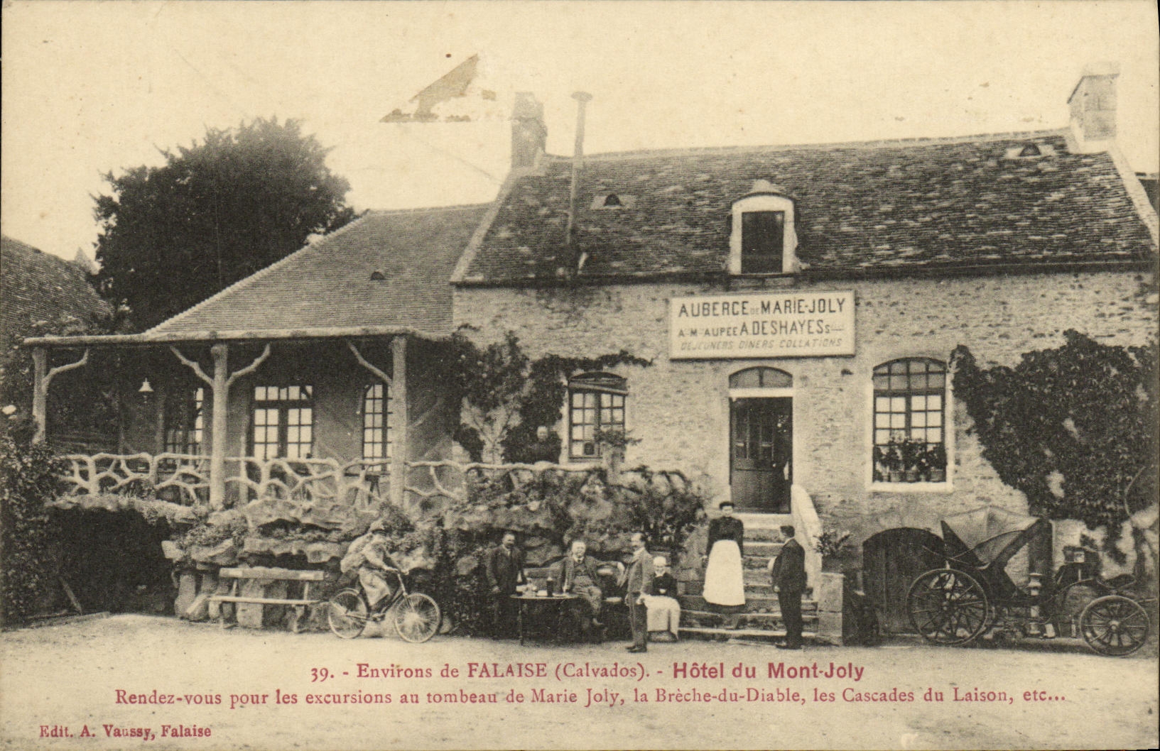 CPA Environs de Falaise Hotel du Joly Rendez vous pour les excursions au tombeau de Marie Joly