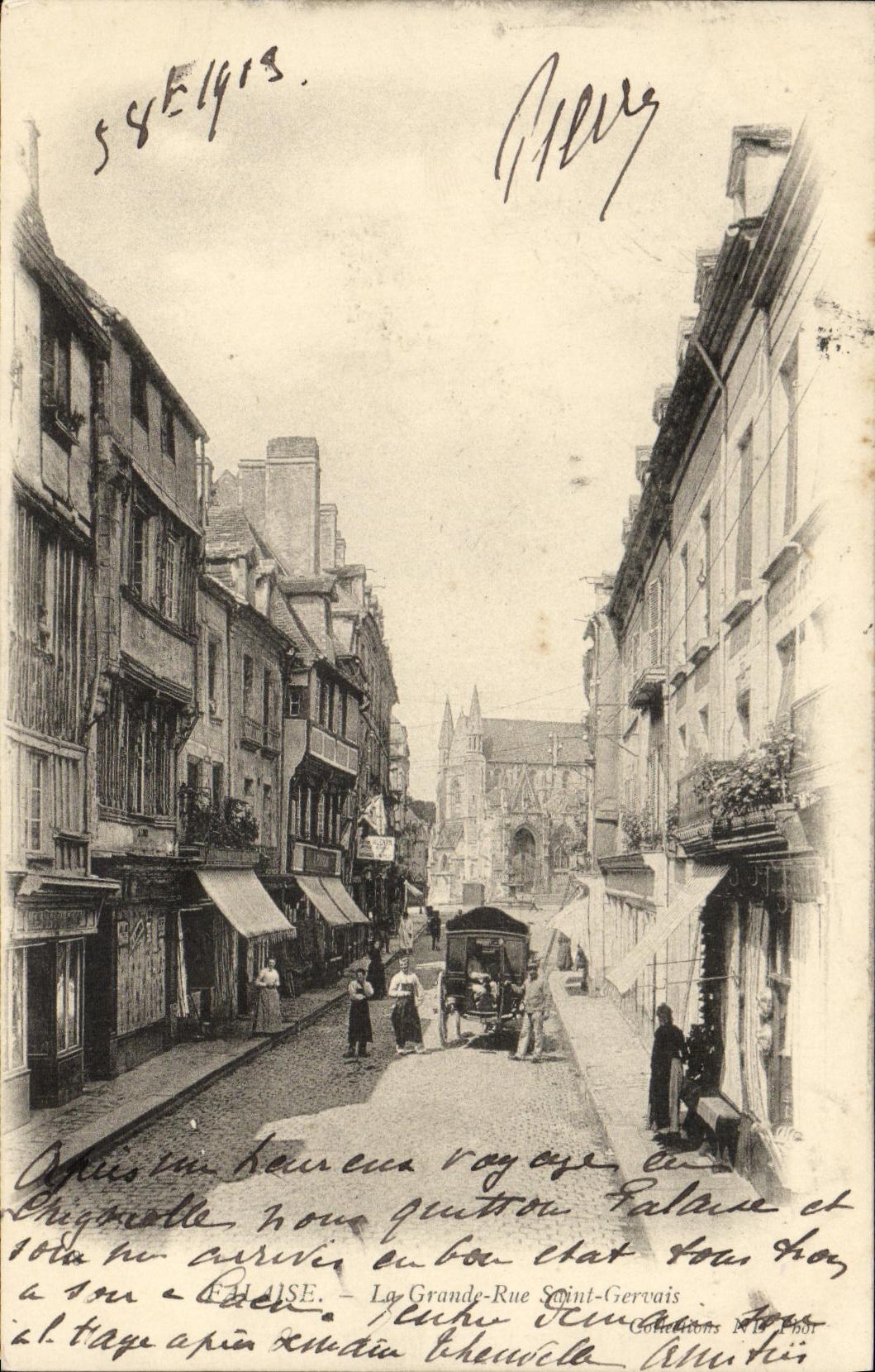 VINTAGE POSTCARD Cliff Main street Gervais Saint