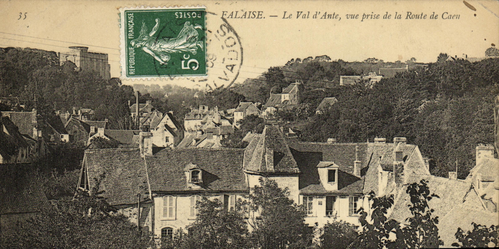 VINTAGE POSTCARD Cliff the Valley D Ante Seen from of the Road of Caen