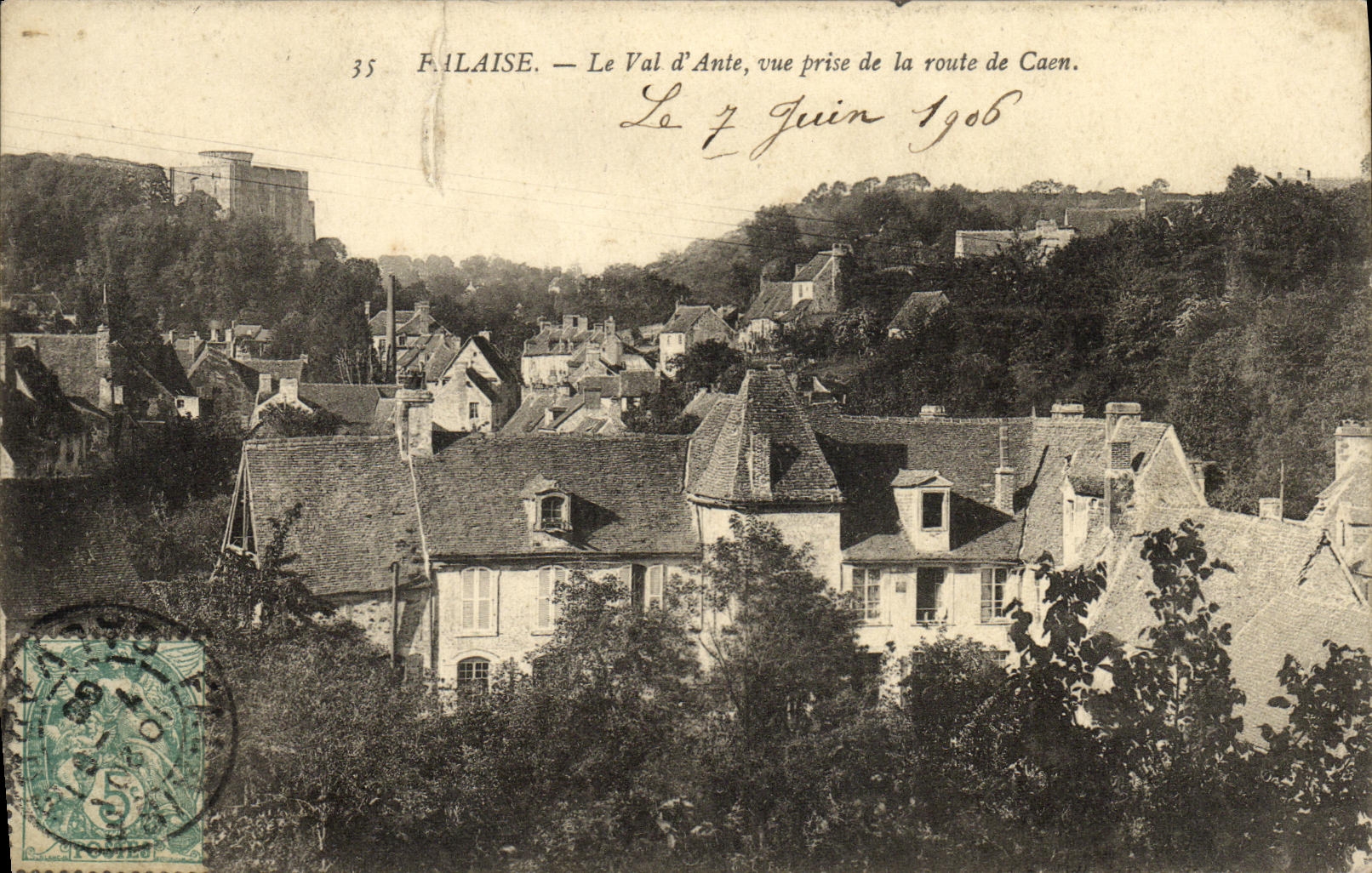 CPA Falaise Le Val d Ante vue prise de la route de Caen