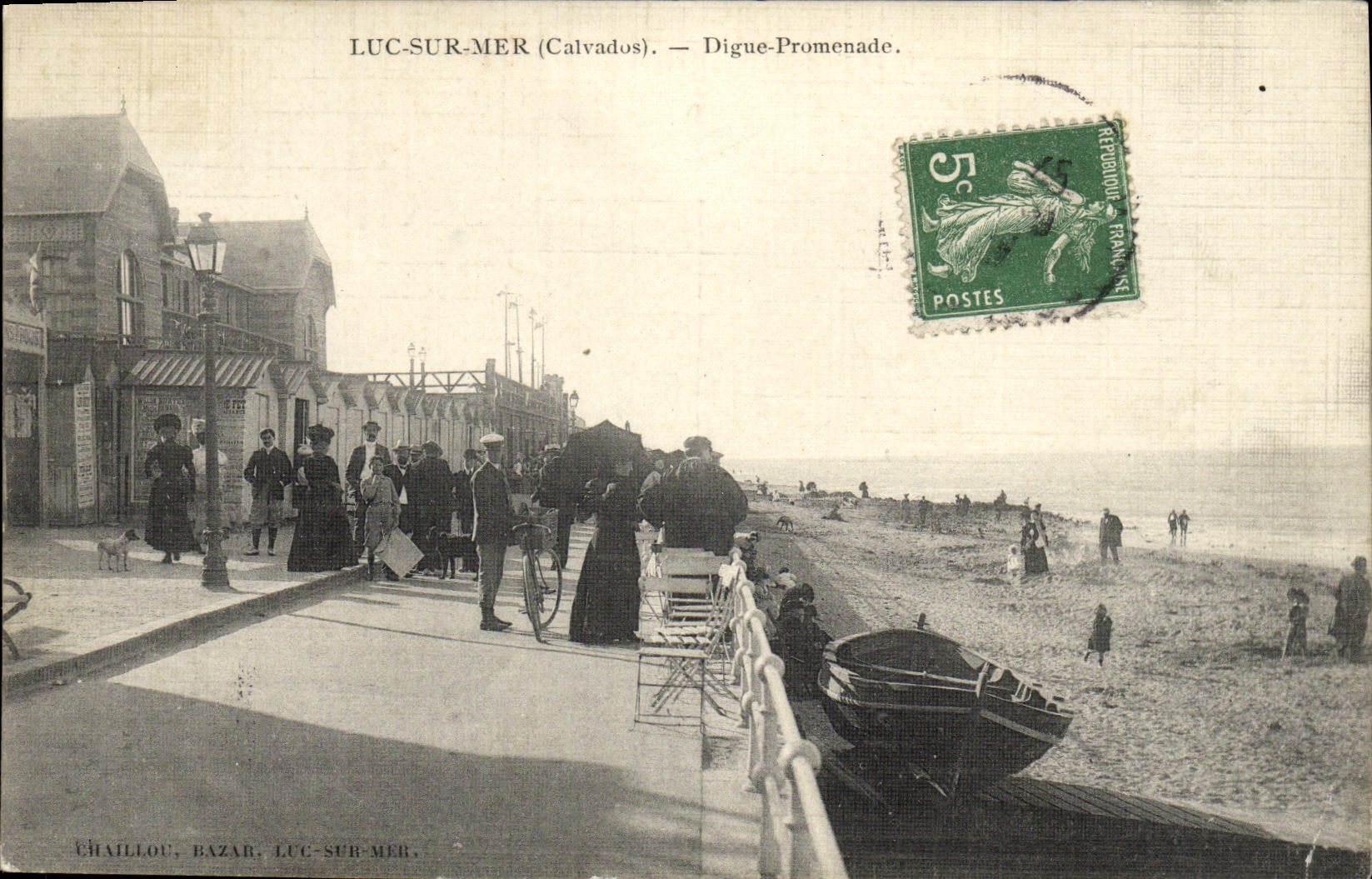 CPA Luc Sur Mer Digue Promenoir carte toilee 