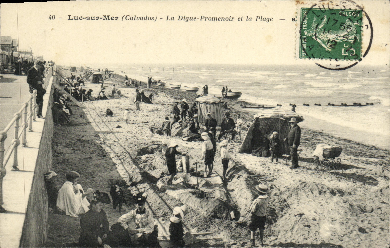 POSTAL Lucas de la VENDIMIA en el mar la caminata de la presa y los ninos de la playa