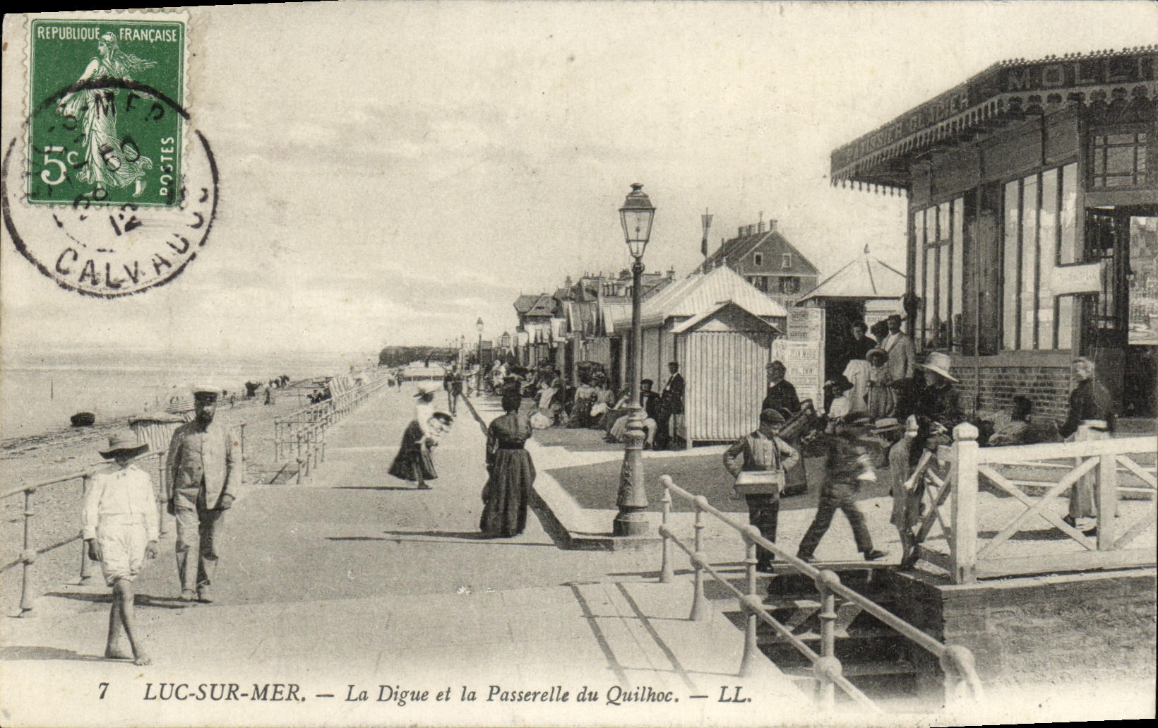 POSTAL Lucas de la VENDIMIA en el mar en la presa y la pasarela de Quillhoc