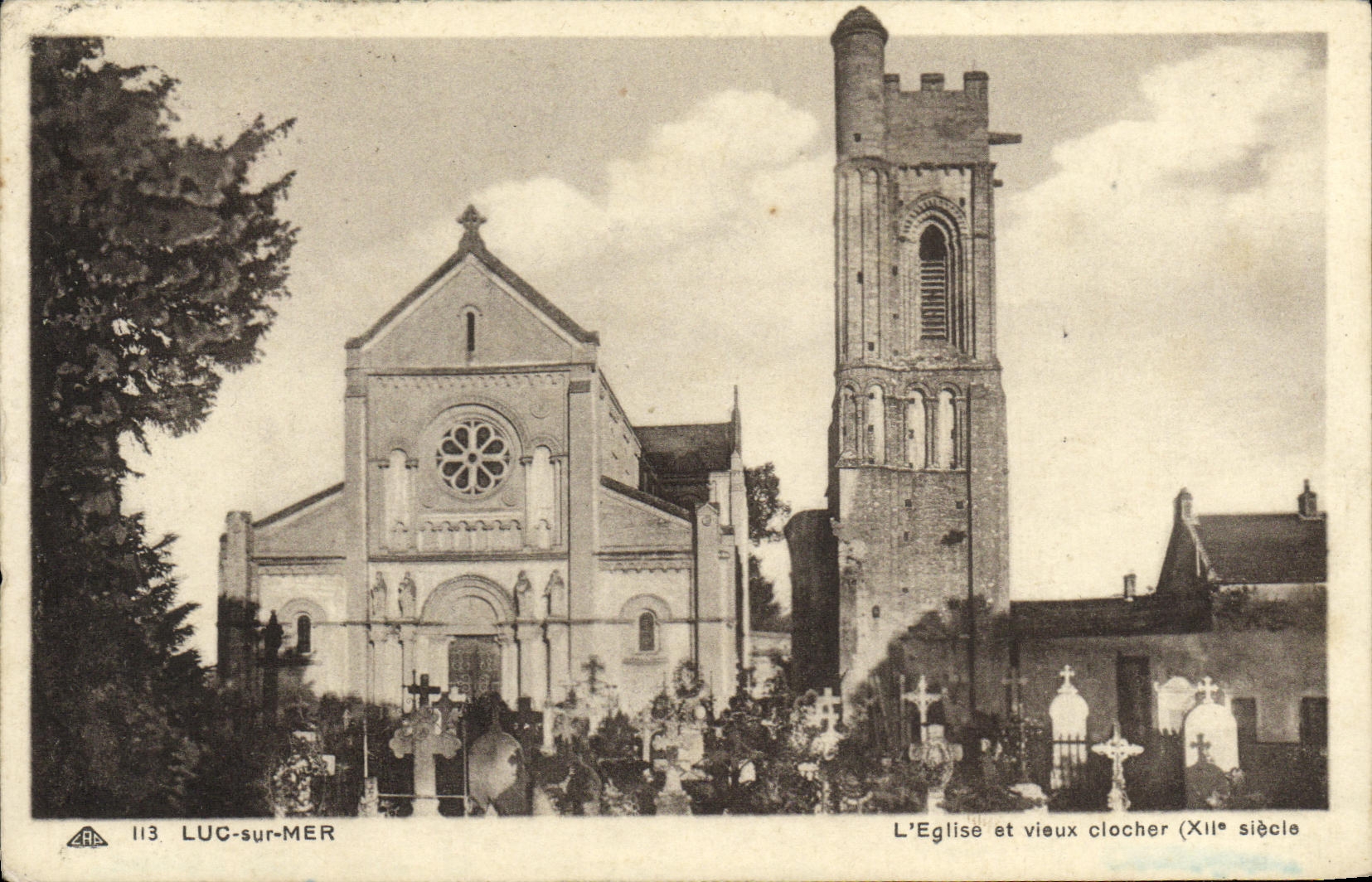 POSTAL Lucas de la VENDIMIA en el mar L iglesia y Campana torre vieja