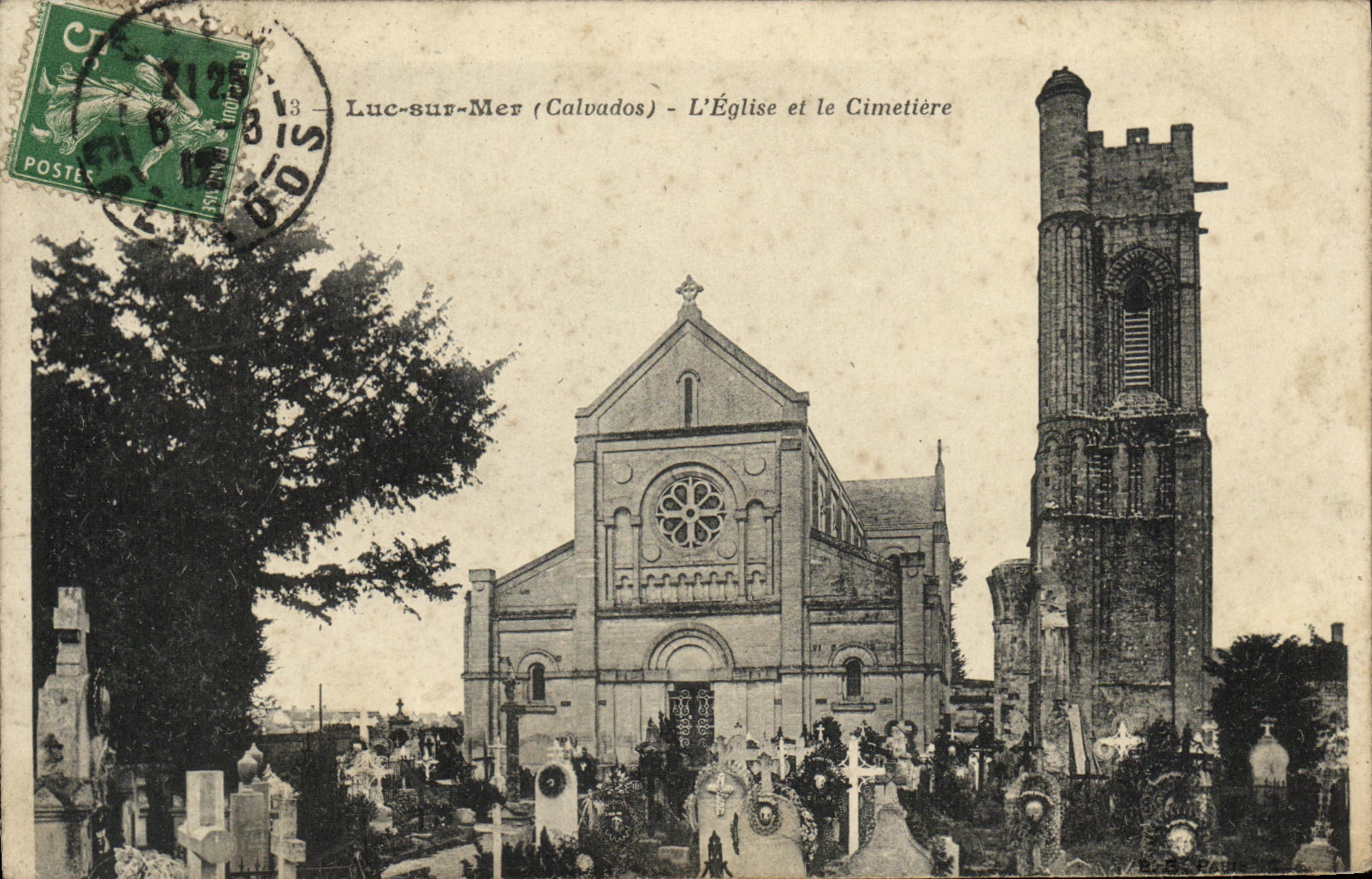 POSTAL Lucas de la VENDIMIA en el mar L iglesia y el cementerio