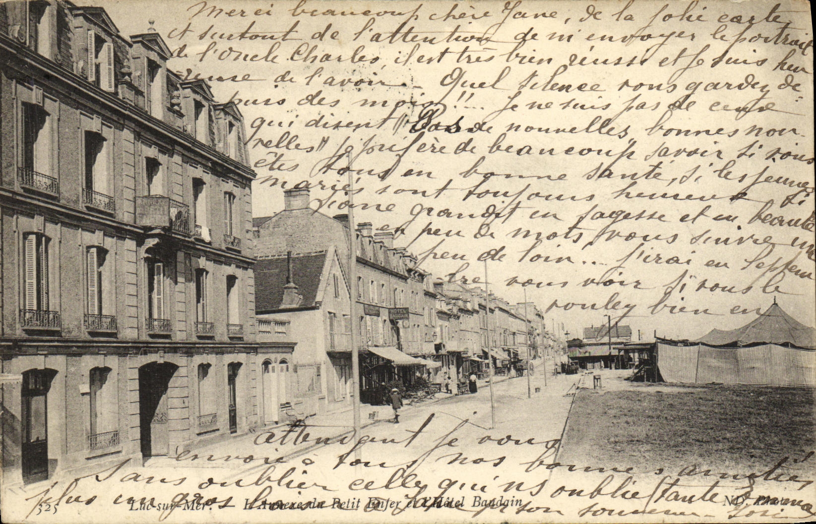 La POSTAL Lucas de la VENDIMIA en Mer L adjunta el pequeno hotel de Bandain del infierno